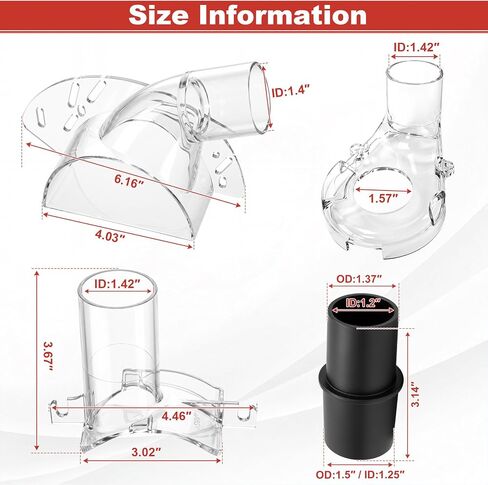 RA1173AT Dust Extraction Hood Kit Fit for Bosch 1617PK 1617EVSPK Routers | Dust Hood Kit for 1-1/4" 1-1/2" & 35mm Hose, Fixed/Plunge Base Hood, RA1175 Edge Forming Dust Hood, VAC002 Adapter & Hardware in Kuwait