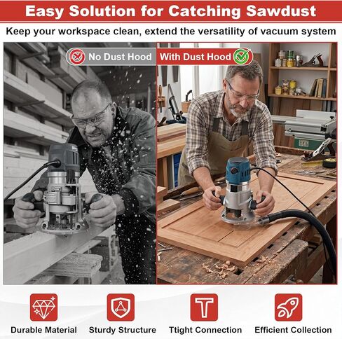 RA1173AT Dust Extraction Hood Kit Fit for Bosch 1617PK 1617EVSPK Routers | Dust Hood Kit for 1-1/4" 1-1/2" & 35mm Hose, Fixed/Plunge Base Hood, RA1175 Edge Forming Dust Hood, VAC002 Adapter & Hardware in Kuwait