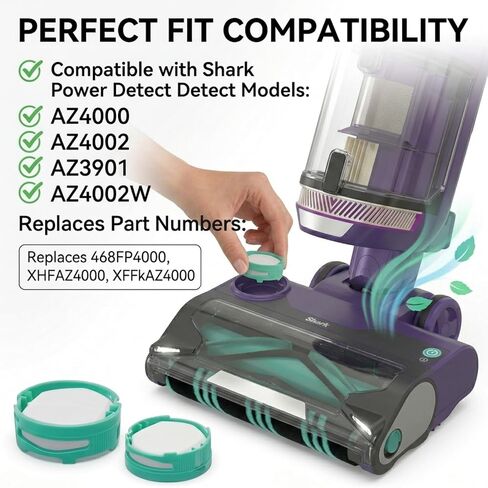 2pcs AZ4002 Roller Brush for Shark PowerDetect Upright Vacuum AZ4000 AZ3901 | AZ4000C AZ4002W and part #468FP4000; includes 2 brushrolls, 2 odor neutralizer cartridges & 1 cleaning tool for upkeep in Kuwait