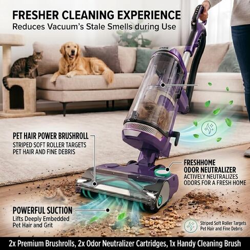 2pcs AZ4002 Roller Brush for Shark PowerDetect Upright Vacuum AZ4000 AZ3901 | AZ4000C AZ4002W and part #468FP4000; includes 2 brushrolls, 2 odor neutralizer cartridges & 1 cleaning tool for upkeep in Kuwait