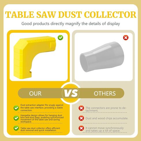 Table Saw Dust Collector Adapter Fit for Dewalt Table Dwe7485 Sawdust Collection System Replacement Parts Suspended Dust Collector Design Efficient Tool-Free Installation Includes Dust Bag Yellow in Kuwait