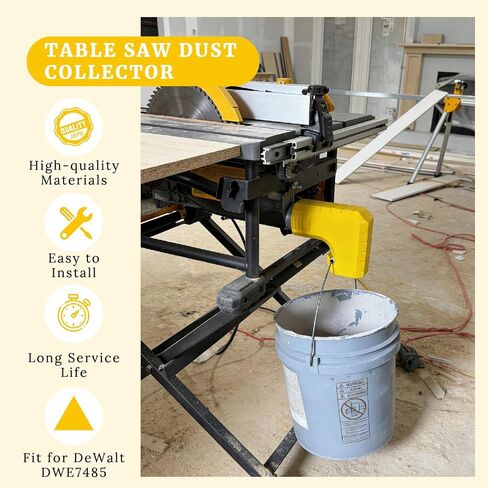 Table Saw Dust Collector Adapter Fit for Dewalt Table Dwe7485 Sawdust Collection System Replacement Parts Suspended Dust Collector Design Efficient Tool-Free Installation Includes Dust Bag Yellow in Kuwait