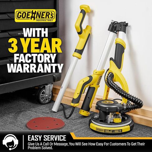 Drywall Sander with Vacuum Dust Collection, 99% Dust-Free Electric Pole Sander for Drywall, 6A 780W 7 Variable Speed 900–1800 RPM, Telescoping Handle, LED Light, 16FT Power Cord, for Popcorn Ceiling in Kuwait