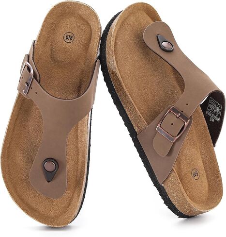 Cork Footbed Flip Flops for Women, Comfortable Beach Sigle Buckle Slip-On with Genuine Suede Footbed & Memory Foam Arch Support Flats Slides for Women Footwear in Kuwait