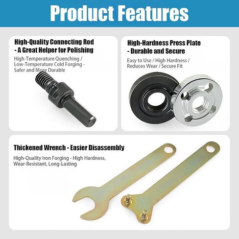 5Pcs Angle Grinder Adapter Attachments, Electric Drill Angle Grinder Connecting Rod Set, Metal Adapter, Suitable for 10 mm Hand Drill Models (10mm) in Kuwait