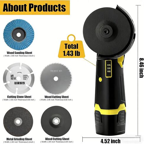 4000mah Battery Angle Grinder Tool, 19500RPM Cordless Angle Grinder with battery, Small Portable Angle Grinder, Cordless cut off tool,Brushless Handheld Angle Grinders in Saudi Arabia