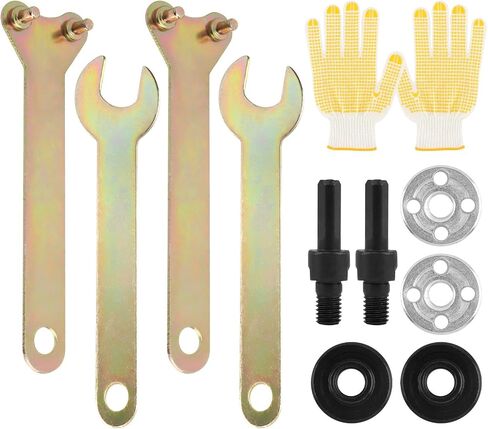 Angle Grinder Adapter for Drill,10-Piece Drill to Angle Grinder Adapter Conversion Kit with 6mm,10mm Mandrel, Flange Nuts, Spanner & Gloves for DIY Grinding, Polishing, Sharpening​ in Kuwait