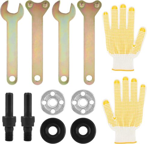 Angle Grinder Adapter for Drill,10-Piece Drill to Angle Grinder Adapter Conversion Kit with 6mm,10mm Mandrel, Flange Nuts, Spanner & Gloves for DIY Grinding, Polishing, Sharpening​ in Kuwait