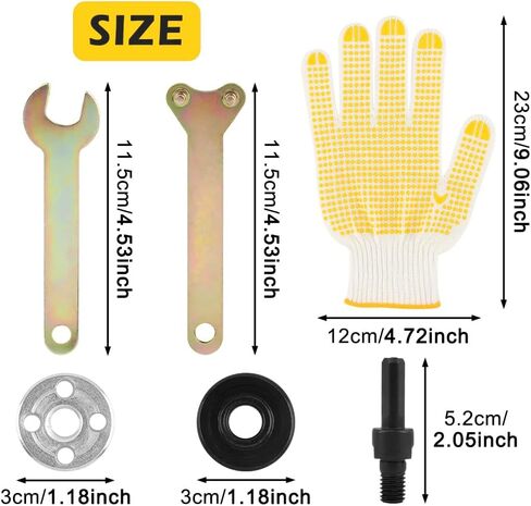 Angle Grinder Adapter for Drill,10-Piece Drill to Angle Grinder Adapter Conversion Kit with 6mm,10mm Mandrel, Flange Nuts, Spanner & Gloves for DIY Grinding, Polishing, Sharpening​ in Kuwait