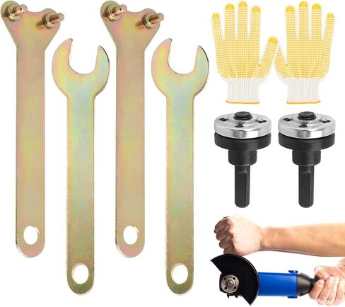 Angle Grinder Adapter for Drill,10-Piece Drill to Angle Grinder Adapter Conversion Kit with 6mm,10mm Mandrel, Flange Nuts, Spanner & Gloves for DIY Grinding, Polishing, Sharpening​ in Kuwait