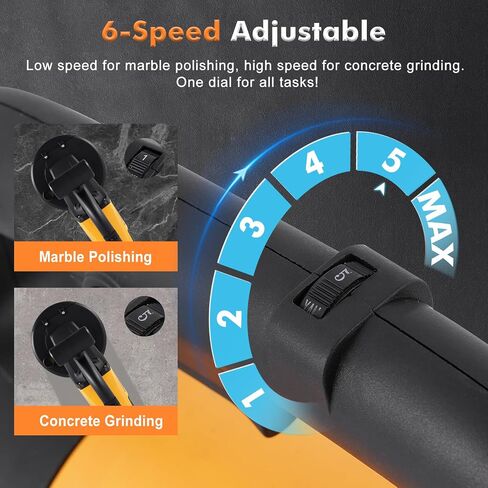 YUCHENGTECH 7 Inch Concrete Grinder Set with Extendable Rod 3800W Concrete Floor Grinder with 6 Speed Control Dust Extraction Shroud Auxiliary Wheels for Concrete Cement Marble in Kuwait