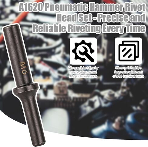 Penitue A1620 Pneumatic Rivet Hammer Bit, Black Solid Air Hammer Tool Kit for 3/16" Universal Dome & Brazier Head Rivets for Aluminum & Steel in Kuwait
