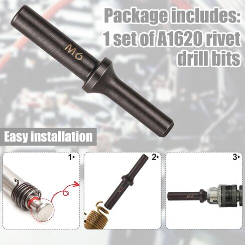 Penitue A1620 Pneumatic Rivet Hammer Bit, Black Solid Air Hammer Tool Kit for 3/16" Universal Dome & Brazier Head Rivets for Aluminum & Steel in Kuwait