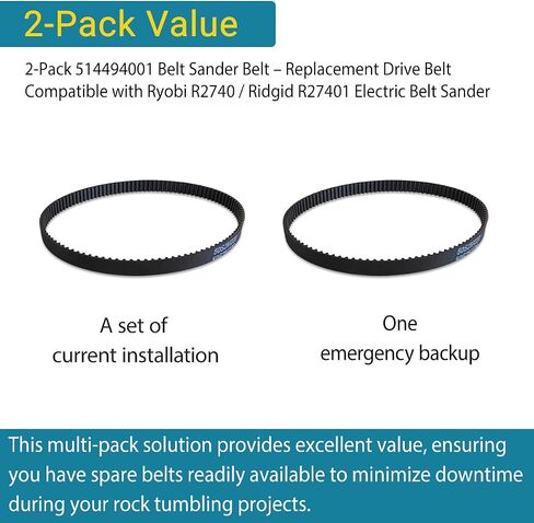 2-Pack 514494001 Sander Drive Belt for Ryobi R2740 Ridgid R27401 | Rubber Compound, Heat-Resistant, Belt Sander Drive Part, Electric Sander Replacement Belt in Kuwait