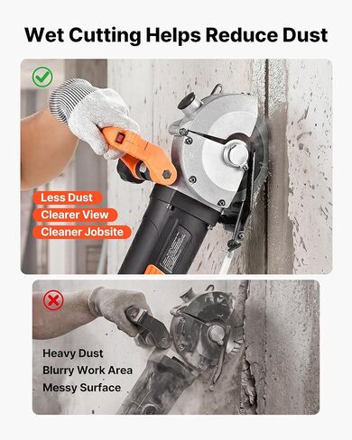 VEVOR Wall Chaser, 4800W Electric Wall Groove Cutting Machine, 6800 RPM Max Speed, Concrete Slotting Cutter with Guide Line, 5 pcs Blades, Adjustable Handle for Cutting Grooves in Brick, Concrete in Kuwait