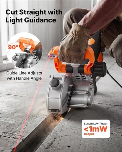 VEVOR Wall Chaser, 4800W Electric Wall Groove Cutting Machine, 6800 RPM Max Speed, Concrete Slotting Cutter with Guide Line, 5 pcs Blades, Adjustable Handle for Cutting Grooves in Brick, Concrete in Kuwait