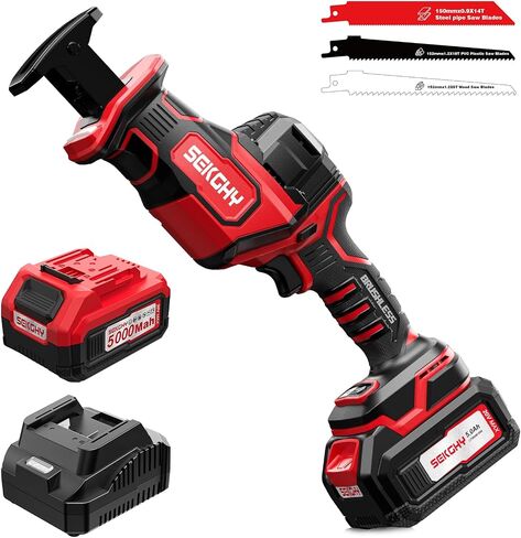 Brushless Cordless Reciprocating Saw,Handheld chainsaw,With 6 saw blades | 3100 RPM - Effortlessly Cuts Wood, Metal, PVC Pipes & More, Perfect for Home Repair, Gardening & Renovation Plumbing in Kuwait