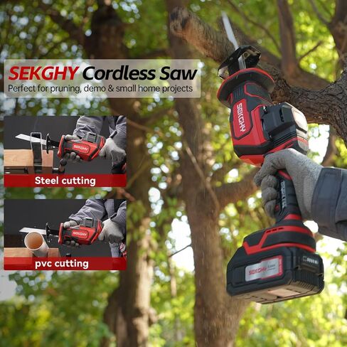 Brushless Cordless Reciprocating Saw,Handheld chainsaw,With 6 saw blades | 3100 RPM - Effortlessly Cuts Wood, Metal, PVC Pipes & More, Perfect for Home Repair, Gardening & Renovation Plumbing in Kuwait