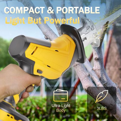 Cordless Reciprocating Saw Compatible with DeWalt 20V Batter 2 Variable Speed Cut, 0-3000SPM Electric Saw Tool-free Blade Change 4 Blades for Wood/Metal/PVC Tree Cutting (NO Battery) in Kuwait