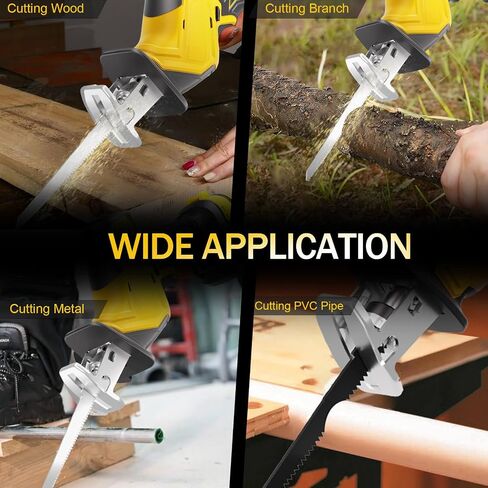 Cordless Reciprocating Saw Compatible with DeWalt 20V Batter 2 Variable Speed Cut, 0-3000SPM Electric Saw Tool-free Blade Change 4 Blades for Wood/Metal/PVC Tree Cutting (NO Battery) in Kuwait