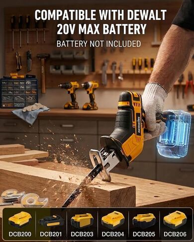 Cordless Reciprocating Saw Compatible with Dewalt 20V, 700W Power Sawzall | 2.2lb Lightweight One Handed Electric Saw, 3000RPM Speed, Safety Lock, 8 Blades for Tree Pruning Wood PVC Pipe Metal Cutting in Kuwait