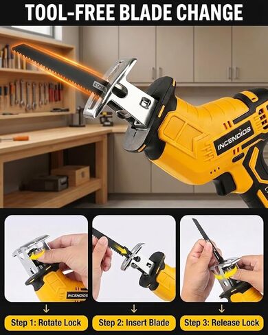 Cordless Reciprocating Saw Compatible with Dewalt 20V, 700W Power Sawzall | 2.2lb Lightweight One Handed Electric Saw, 3000RPM Speed, Safety Lock, 8 Blades for Tree Pruning Wood PVC Pipe Metal Cutting in Kuwait