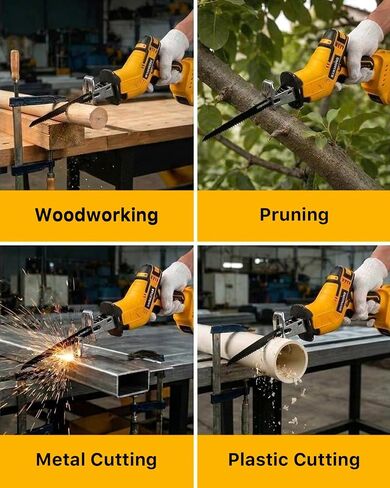 Cordless Reciprocating Saw Compatible with Dewalt 20V, 700W Power Sawzall | 2.2lb Lightweight One Handed Electric Saw, 3000RPM Speed, Safety Lock, 8 Blades for Tree Pruning Wood PVC Pipe Metal Cutting in Kuwait