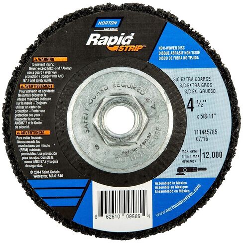 Norton Refinishing and Strip Grinder Wheel, Paint Stripper for Metal, Rapid Strip, Extra Coarse 4 1/2 Inch Wheel adaptable with Right Angle Grinder, Pack of 10 Discs in Kuwait