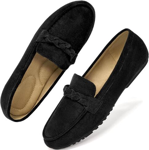 Loafers for Women Casual Shoes: Cushioned Slip On Business Work Flats with Suede Braided Strap - Comfortable for All-Day Walking & Daily Commutes in Kuwait