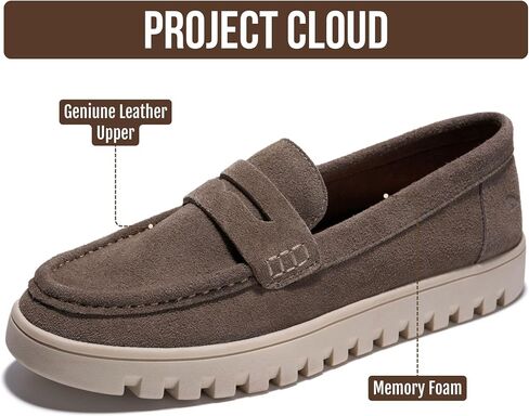 Project Cloud 100% Genuine Leather Slip-On Loafers for Women (MushSue,7) | Genuine Leather Womens Loafers Memory Foam Insoles Slip On Shoes for Women Lightweight Womens Shoes Non Slip Womens Loafers in Kuwait