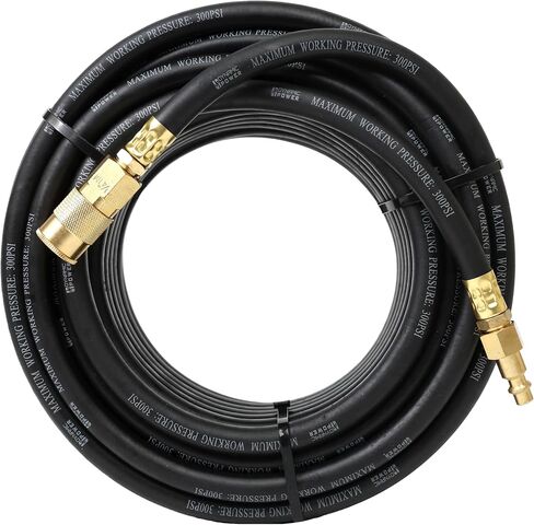 1/4" x 50 ft Rubber Air Hose, Heavy-Duty 300 PSI Air Compressor Hose with 1/4" Brass Quick Coupler and Plug Connector in Kuwait