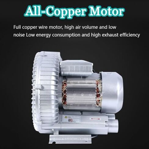 Regenerative Blower High-Pressure Vortex Ring Phase Blower Industrial Vacuum Pump,High-Pressure 380V Regenerative Blower for Aquariums, Fish Farms & Industrial Use, 1100W Vortex Pump, Three- in Kuwait