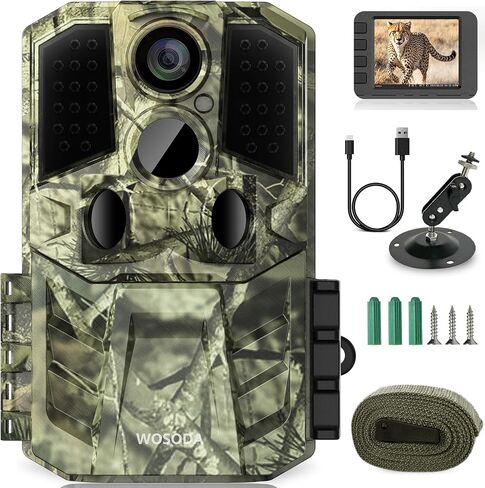كاميرا WOSODA 30MP 1920P Trail، كاميرا ألعاب مع حركة رؤية ليلية نشطة 0.2 ثانية وقت تشغيل 120 درجة مستشعر واسع لصيد الغزلان كاميرا مقاومة للماء مع شاشة LCD 2 بوصة لمراقبة الحياة البرية في الهواء الطلق in Saudi Arabia