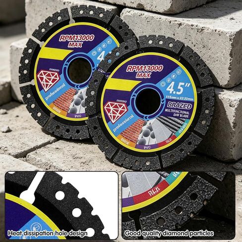 3Pcs Cutting Blades Diamond for Lozlin, Multi-Purpose Saw Blade for Angle Grinder, Heavy Duty Disc for Tile, Marble, Metal & Plastic, 4.5" Stainless Steel Welded Sand, Wet or Dry Use in Kuwait
