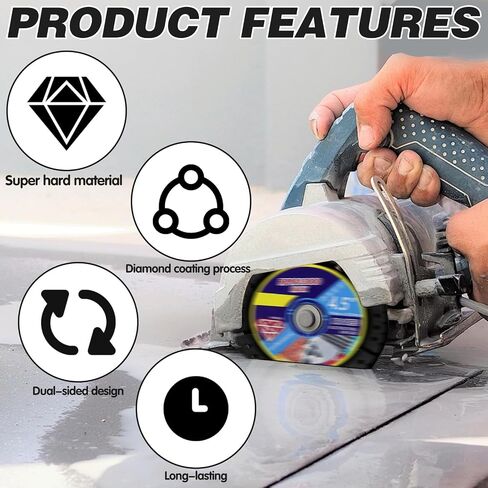 3Pcs Cutting Blades Diamond for Lozlin, Multi-Purpose Saw Blade for Angle Grinder, Heavy Duty Disc for Tile, Marble, Metal & Plastic, 4.5" Stainless Steel Welded Sand, Wet or Dry Use in Kuwait