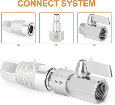 GASHER 10PCS 304 Stainless Steel 1/4-Inch NPT Female Industrial Air Tool Fitting, 1/4-Inch High Flow Pneumatic Plugs in Kuwait
