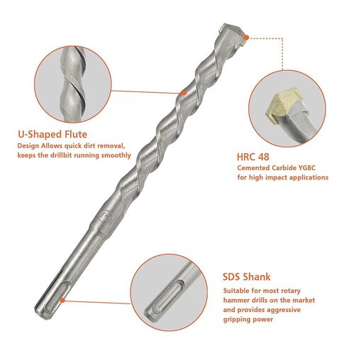 BeHappy 17Pcs SDS Plus Rotary Hammer Drill Bit Set,Concrete Drill Bit Kit with Carbide-Tipped Masonry Drill Bits and Chisels for Concrete, Stone, Brick, with Storage Case in Kuwait