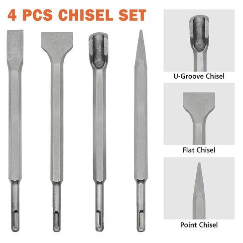 BeHappy 17Pcs SDS Plus Rotary Hammer Drill Bit Set,Concrete Drill Bit Kit with Carbide-Tipped Masonry Drill Bits and Chisels for Concrete, Stone, Brick, with Storage Case in Kuwait