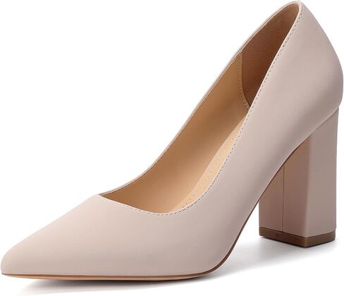 Women's Closed Toe Chunky Block Heels Dress Pointed Toe Pumps Shoes in Saudi Arabia
