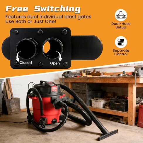 2.5 Inch Shop Vac Y Connector Separator, with Dual Individual Blast Gates, Hose Splitter for Dust Collection Hose, Shop Vac Attachments Fits Craftsman, Ridgid-Most Wet/Dry Vacuums in Kuwait