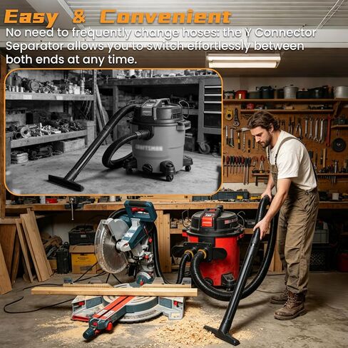 2.5 Inch Shop Vac Y Connector Separator, with Dual Individual Blast Gates, Hose Splitter for Dust Collection Hose, Shop Vac Attachments Fits Craftsman, Ridgid-Most Wet/Dry Vacuums in Kuwait