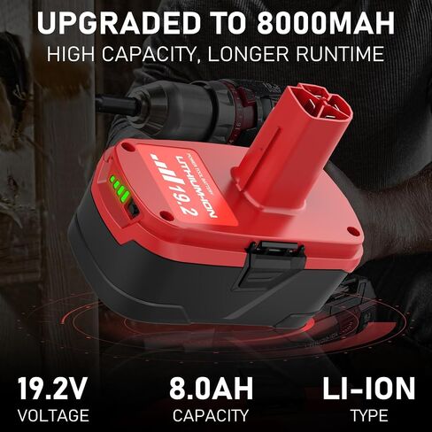 2 Packs Upgraded to 8000mAh Diehard 19.2V C3 Battery Compatible with Craftsman 19.2 Volt Batteries Lithium ion 315.pp2011 315.pp2020 315.113753 130279005 1323903 11375 315.115410 in Kuwait