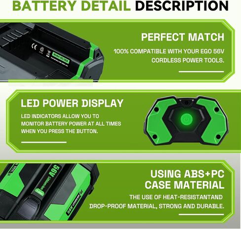 FERRYBOAT 56V 5.0Ah Compatible with EGO 56V Battery Lithium Replacement for EGO 56V Max Battery BA2800 BA4200T BA4200 BA1400 BA2800T BA5600T Power Tools Battery 1PACK in Kuwait