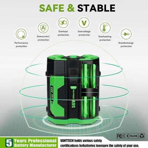 FERRYBOAT 56V 5.0Ah Compatible with EGO 56V Battery Lithium Replacement for EGO 56V Max Battery BA2800 BA4200T BA4200 BA1400 BA2800T BA5600T Power Tools Battery 1PACK in Kuwait