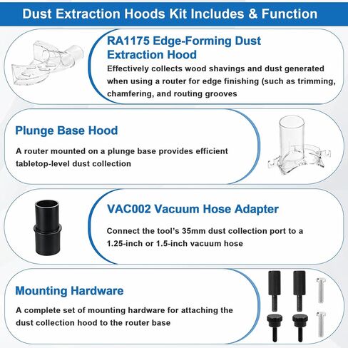 RA1172AT Replacement for Bosch Router Dust Extraction Vacuum Hoods Kit | for 1617 1618 Series，Includes RA1175 Edge-Forming Dust Extraction Hood /Plunge Base Hood/VAC002 Vacuum Hose Adapter in Kuwait