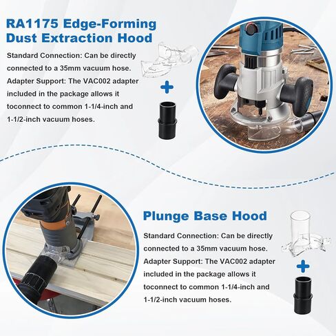 RA1172AT Replacement for Bosch Router Dust Extraction Vacuum Hoods Kit | for 1617 1618 Series，Includes RA1175 Edge-Forming Dust Extraction Hood /Plunge Base Hood/VAC002 Vacuum Hose Adapter in Kuwait