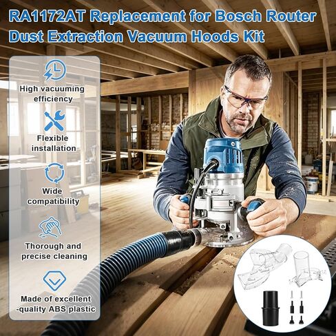 RA1172AT Replacement for Bosch Router Dust Extraction Vacuum Hoods Kit | for 1617 1618 Series，Includes RA1175 Edge-Forming Dust Extraction Hood /Plunge Base Hood/VAC002 Vacuum Hose Adapter in Kuwait