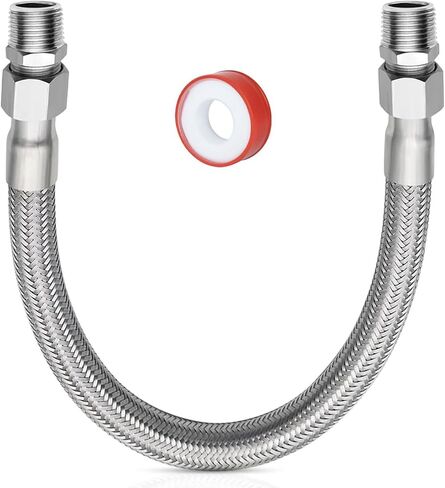 3/8" NPT Male X 20" Compressor Jumper Hose, 750°F / 450 PSI, Industrial-Grade Connector, Freely Rotating Stainless Steel Metal Hose (3/8" NPT Male, 20" length) in Kuwait