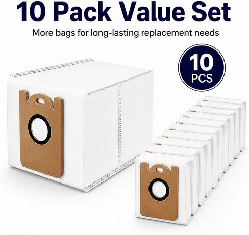 10-Pack 3.5L Dust Bags Compatible with MAMNV D13S MAX Robot Vacuum, Disposable Replacement Vacuum Bags in Kuwait