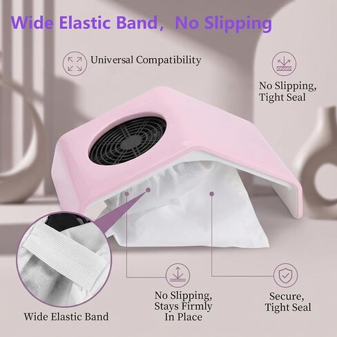 10Pcs Non-Woven Nail Art Dust Collector Bags, Reusable Nail Dust Suction Collector Sheets, Super Wide Vacuum Replacement Bags, Elastic Band for Leak-Proof Seal, Fit Single Fan Salon Vacuums in Kuwait